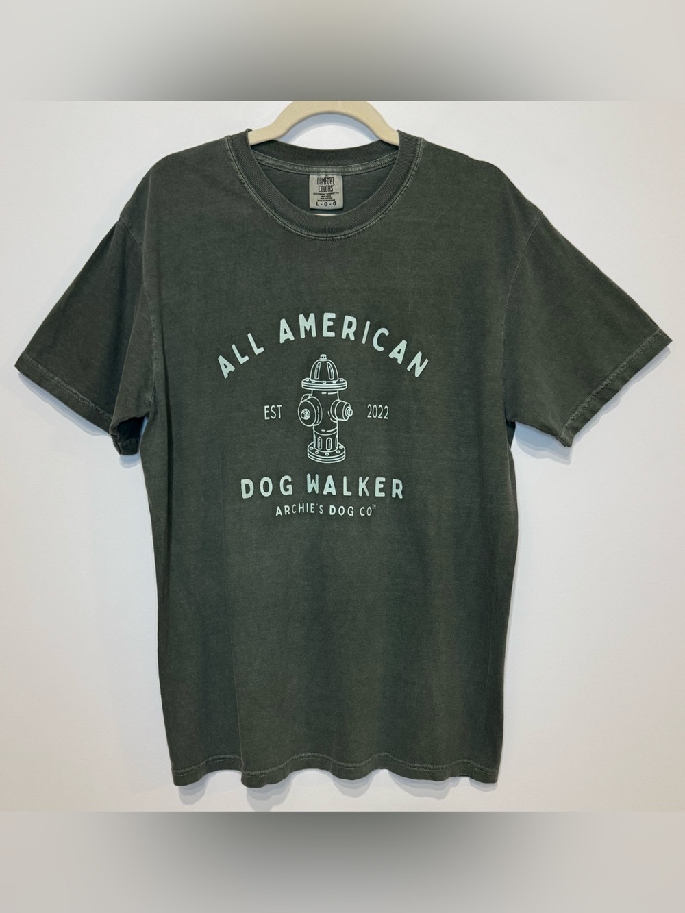 Comfort Colors All American Dog Walker T-Shirt in Vintage Olive Size L
